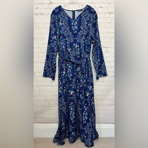 Shein Curve Long Sleeve Floral Maxi Dress